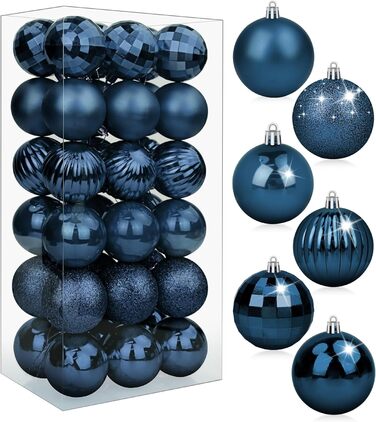 Набір ялинкових прикрас 36 шт. темно-синій, 6 см - ялинкові кулі для декорування