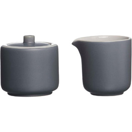 Ritzenhoff & Breker Jasper Milk & Sugar Set - Grey Ceramic Milk Pitcher & Sugar Bowl with Matte Glaze & Soft-Touch Finish