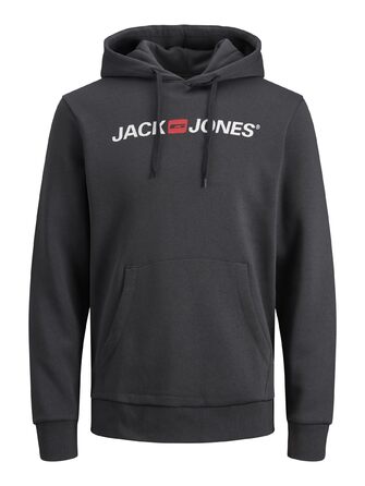 Чоловічий худі з капюшоном JACK & JONES з логотипом, колір Asphalt, розмір M