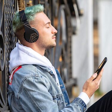 Бездротові навушники PowerLocus Over Ear Bluetooth з мікрофоном (Чорний/Коричневий)