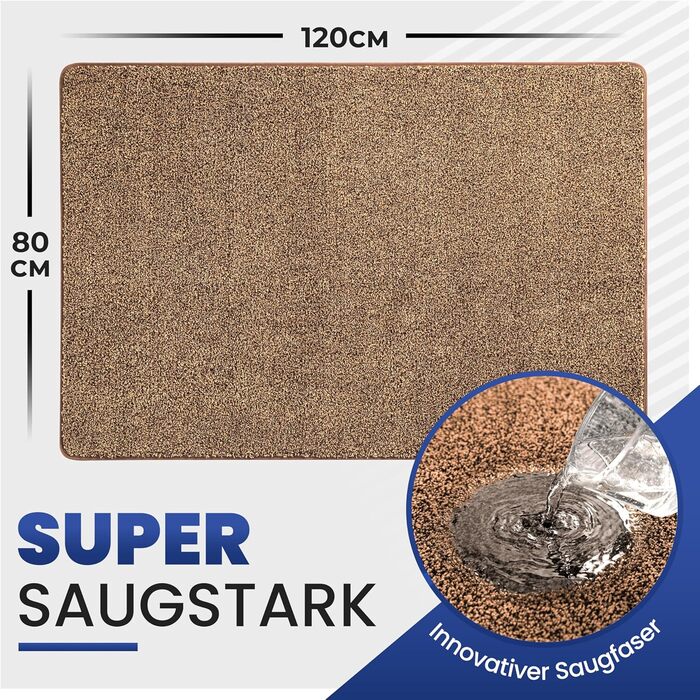 Килимок придверний Mibao SoftStep Luxus 60x90 см, коричневий - антиковзкий, вологопоглинаючий, для дому та коридору, машинне прання