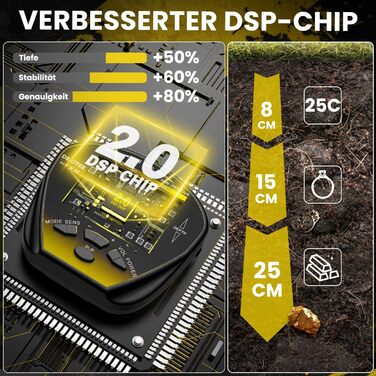 Металодетектор DR.ÖTEK Profi Set: легкий, для дітей та дорослих, з точним визначенням місця знахідки, режимами пам'яті та водонепроникною котушкою, 5 режимів, висока точність, комплект з лопаткою