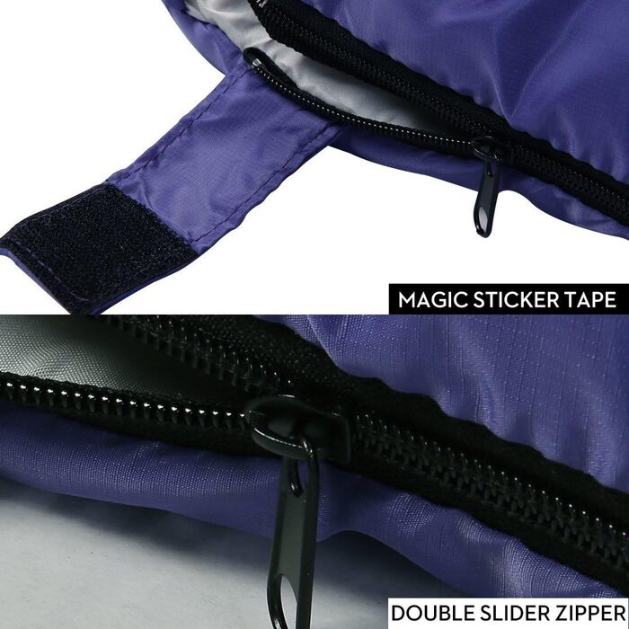 SOULOUT 3-4 Season Sleeping Bag - Waterproof Lightweight Sleeping Bag for Camping, Travel & Outdoor Activities - Ideal for Adults & Kids - 220x83cm (Purple/Right Zip)