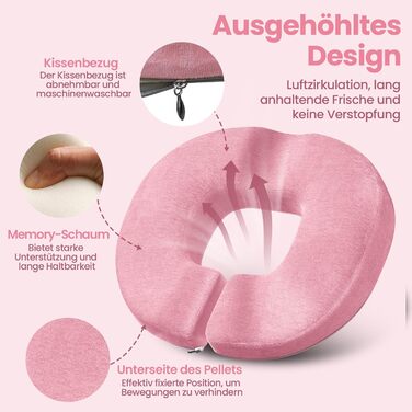 Ортопедична подушка для сидіння Benazcap Donut - для офісних крісел, авто та інвалідних візків. З піною з пам'яті для геморою, ішіасу, вагітності та після пологів (Рожева)