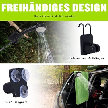 Spopal Camping Shower Portable, [6000mAh] Camping Shower with Pump and Temperature Display, Camping Shower Outdoor Set with Showerhead and 2M Hose for Garden, Car Washing, Beach, Travel, Pet