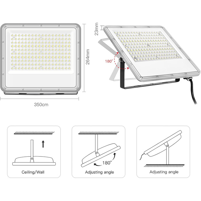LED Floodlight Outdoor 150W, 15000LM Super Bright LED Floodlight, 6000K Cold White Spotlight IP65 Waterproof Floodlight Outdoor Spotlight for Garden, Terraces, Garage, Workshop, Sports Field