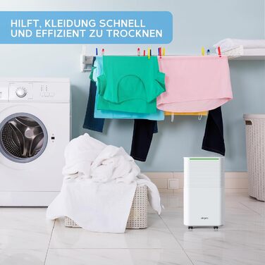 Цифровий осушувач повітря Air Pro 20L з функцією сну, таймером на 24 години, для сушіння білизни, кімнат, підвалів, гаражів та кухні. Портативний електричний осушувач, видаляє плісняву та вологу. Білий.