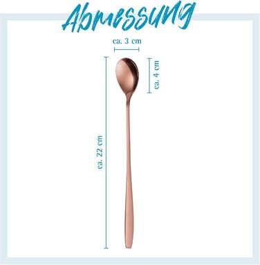 Ложка для кави, десертів та айс-ті з нержавіючої сталі GRÄWE, довга, червоне золото, для миття в посудомийній машині