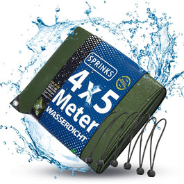 Professional Tarp 240 g/m² [3x4m] - Robust woven tarp with eyelets - Waterproof and UV-resistant tarp - Outdoor tarp - Weather-resistant all-purpose tarp including 6 tarp straps (4 x 5 m)