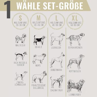 Набір повідка та нашийника ne&no® (веганська шкіра) для собак. Міцний поводок з карабіном, регульований нашийник. Розмір S, коричневий/бежевий, персоналізований.