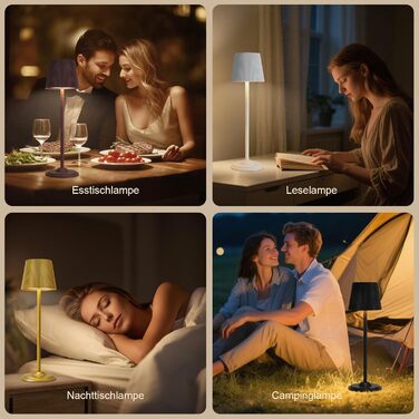 Світлодіодна настільна лампа бездротова з регулюванням висоти, USB-C нічник з 3 режимами освітлення та димером, портативна металева акумуляторна лампа для вітальні, спальні та вулиці (Чорна)