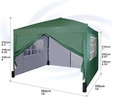 Pavilion with silver protective coating, waterproof, 3 x 3 m, White (Green)