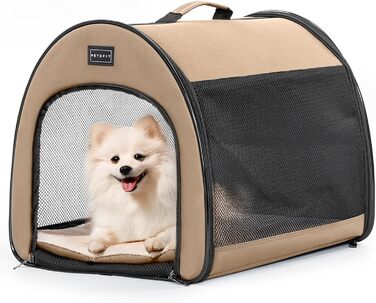 Складана переноска для собак Petfit, Khaki, S - дихаюча переноска-будка для малих собак та котів