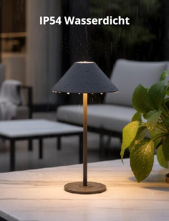 BOJIM 2 шт. LED настільна лампа з акумулятором, бездротова, USB, диммування, магнітна, IP54, для балкона/на вулицю (Антрацит)