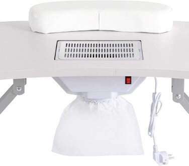 Стіл для манікюру Dekltus з пиловідсмоктувачем, 4 колеса, 90x40x72.5 см (білий)