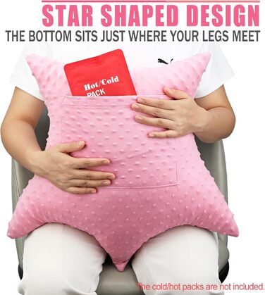 BNR Star-Shaped Hysterectomy Pillow for Abdominal Surgery with 2 Pockets, Hysterectomy Pillow, a Must-Have for Recovery, Post-Surgery Gift, Abdominal/Tummy Pillow, Minky Dot Coral