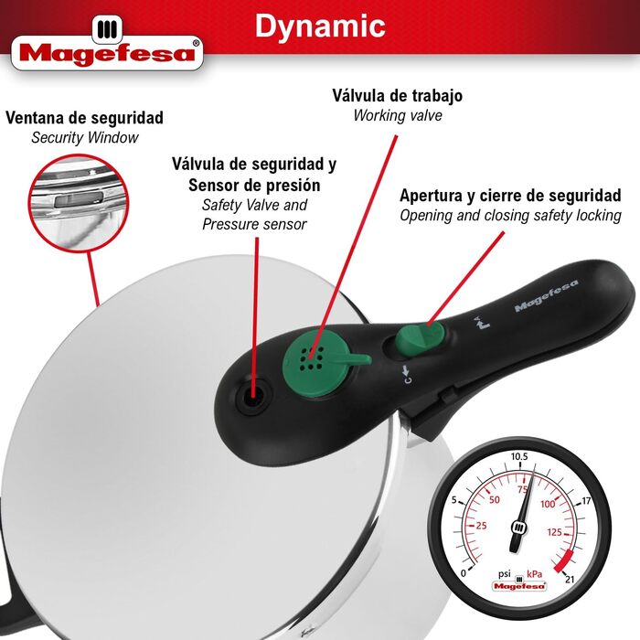 Скороварка Magefesa Dynamic з кошиком, нержавіюча сталь 18/10, енергоефективна, для всіх типів плит, індукція, 5 л