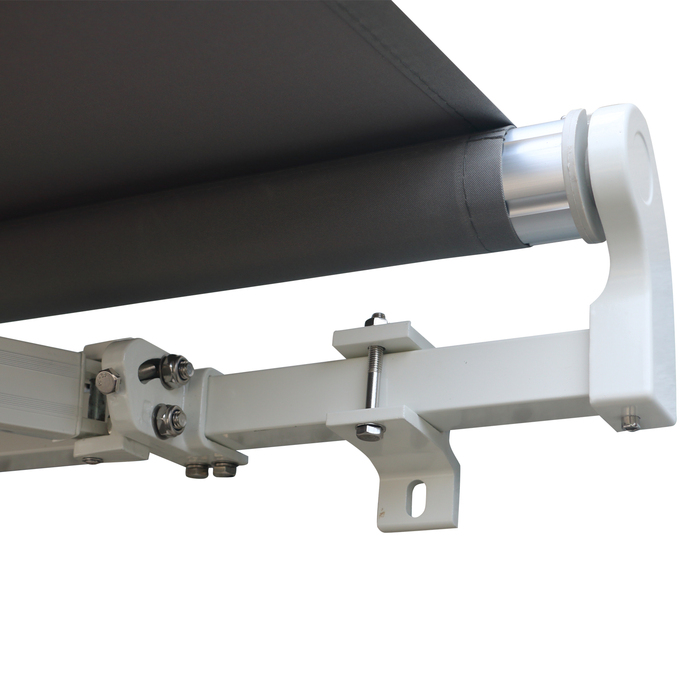 Markiza Outsunny з ручним приводом, L395 × W300 см, регульована, для кріплення до стіни, шарнірна висувна маркіза, тентова конструкція, захист від сонця, алюміній, сірий | Aosom