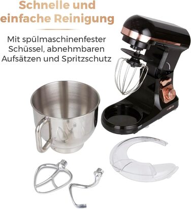 Tower 1000W 3-in-1 Stand Mixer with 6 Speed Settings & Pulse - Rose Gold