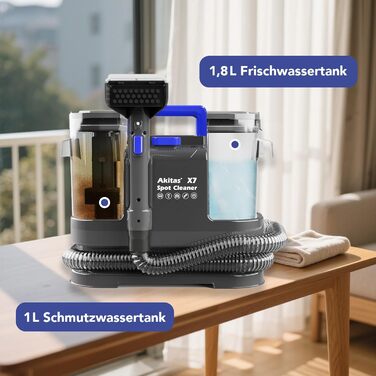 Пылесос для мытья и чистки мебели Akitas X7 600W, 2 бака, самоочистка, для удаления пятен от животных, компактный и портативный