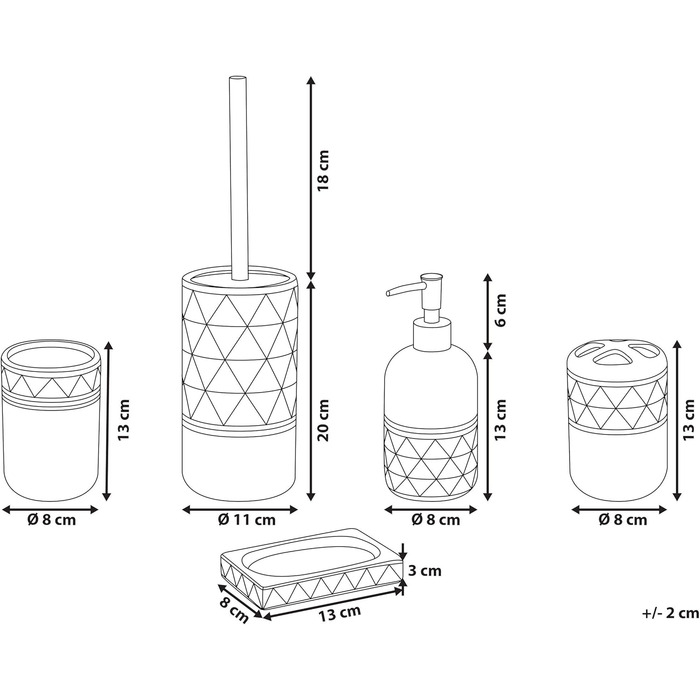 Набір аксесуарів для ванної кімнати Beliani Elegantes (5 шт.) з кераміки чорного/золотого кольору Lanco