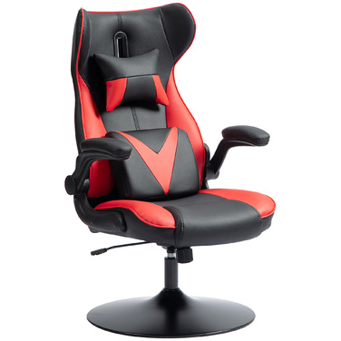 Vinsetto Gaming Chair with Rocking Function, Ergonomic Computer Chair, Height-Adjustable Office Chair, Swivel Desk Chair with Head and Lumbar Pillow, Supports up to 120 kg, Black+Red | Aosom