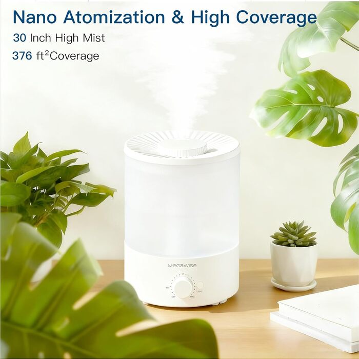 Зволожувач повітря MegaWise 3,5 л з холодним туманом – ультратихий ультразвуковий зволожувач для дитячої кімнати, спальні та офісу