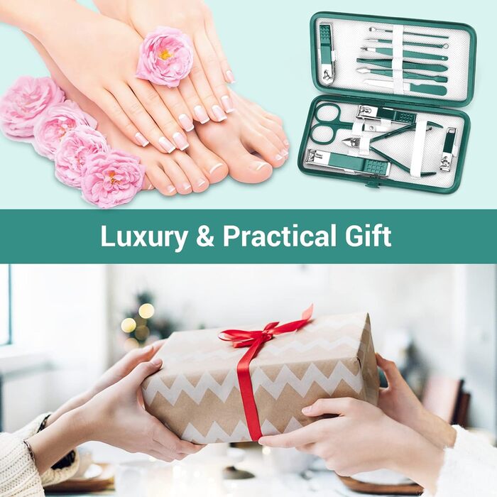 Набір для манікюру та педикюру DUAUIU 12 предметів: професійний набір для манікюру та педикюру для жінок та чоловіків, ідеальний для подорожей