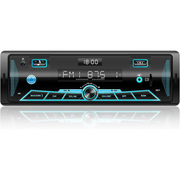 Автомобільна магнітола RDS Bluetooth 9-24В, FM/AM, MP3, USB, SD, AUX, з пультом, 7 кольорів підсвічування, гучний зв'язок