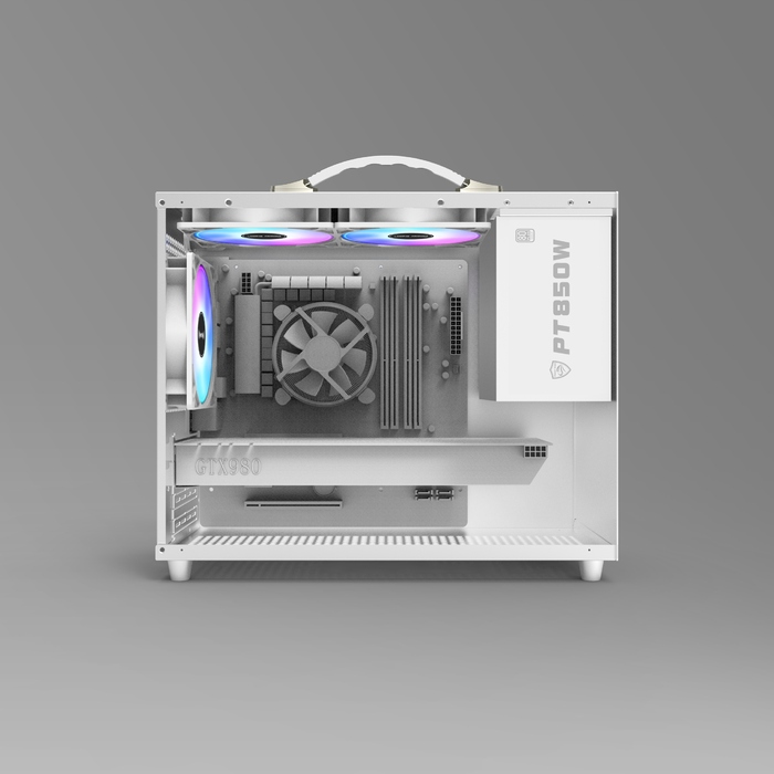 Корпус для комп'ютера Cube Case Micro-ATX, загартоване скло, RGB, білий