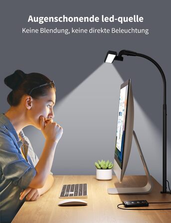 LED лампа для столу Kary з регулюванням яскравості, 40см, 12W, для офісу, роботи, читання, захисту очей, дітей, 5 рівнів регулювання, 5 кольорів, таймер 60 хв, білий + металева клямка