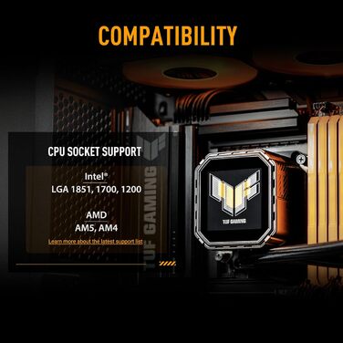 Водяне охолодження CPU ASUS TUF Gaming LC III 240 ARGB з LCD-дисплеєм, 2 вентилятори, сумісний з Intel LGA 1851, 1700, 1200, 115X та AMD AM5