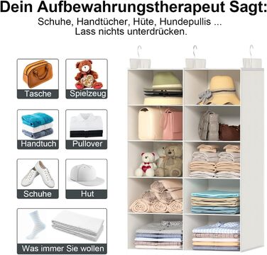 Органайзер для одягу на 6 рівнів, розкладний, з 3 металевими гачками – для шафи, спальні, гуртожитку
