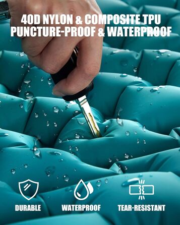 AKSOUL Self-Inflating Camping Air Mattress - Ultralight, Thick (10CM), Foldable Sleeping Pad with Pillow for Trekking, Tent & Outdoor Use