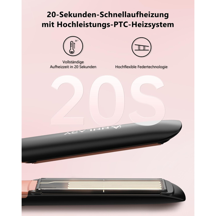 ANNLARY 1 Inch Hair Straightener & Curling Wand 2-in-1 - Titanium Ceramic Ion Technology - Heat Protection, Anti-Frizz, Shiny Hair - Dual Voltage (110-240V)