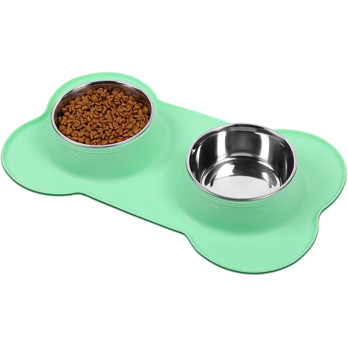 Миска для собак VIVAGLORY Splashfree - нерозливної миски для корму, з силіконовим килимком, нержавіюча сталь, S (1310 мл, м'ятний колір)