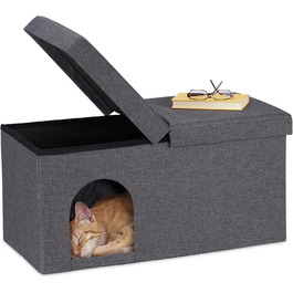 Кігтечка для котів Relaxdays, складана лавка, сіра, 38,5 x 74,5 x 37 см