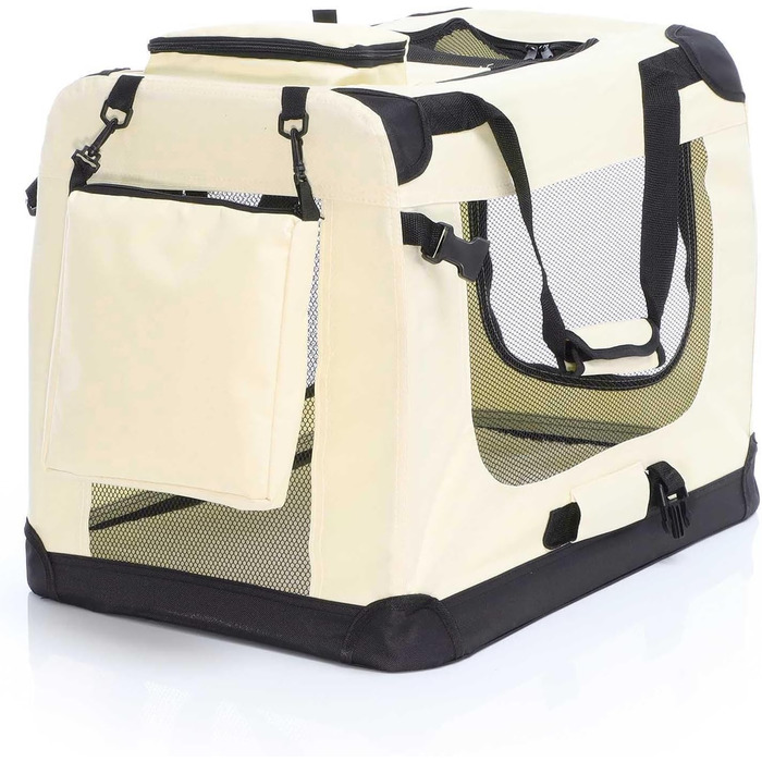 Складана переносна коробка для собак та котів Fudajo (50x35x35 см, 600x420x440 мм), бежева