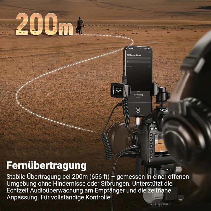 NEEWER CM28 Pro: Бездротове мікрофону з пригніченням шуму, 150м радіус дії, сумісний з iPhone, iPad, Android, DJI, Insta360, PC, Mac