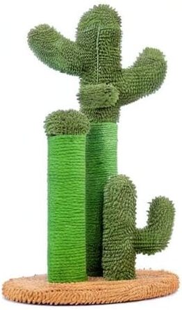 Kratzbaum Kaktus, creative cat tree design, 3-post set, green, - 42 * 68.5cm, AY405-HZ--66GN-B (L, Brown)