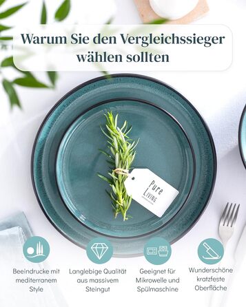 Набір чашок з кераміки Pure Living Ibiza (6 шт.) - Petrol