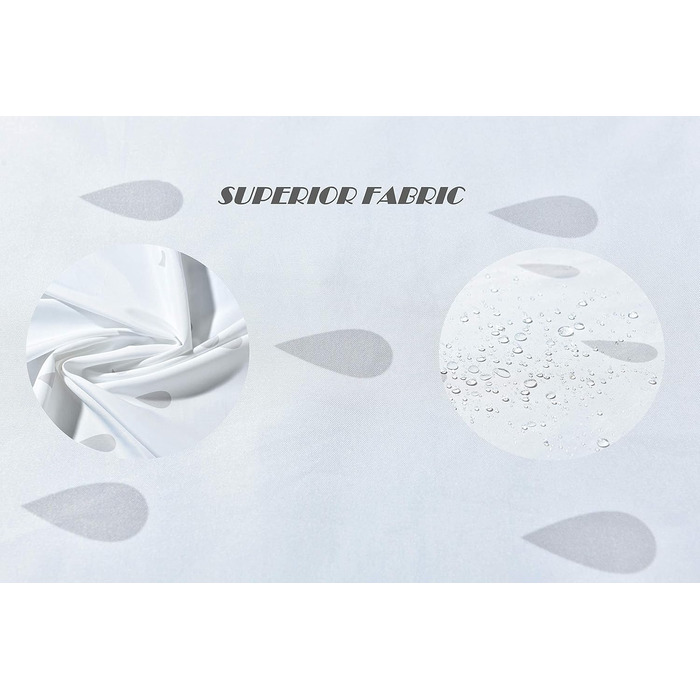 Штора для душу YOUNG DA текстильна біло-сіра з малюнком 