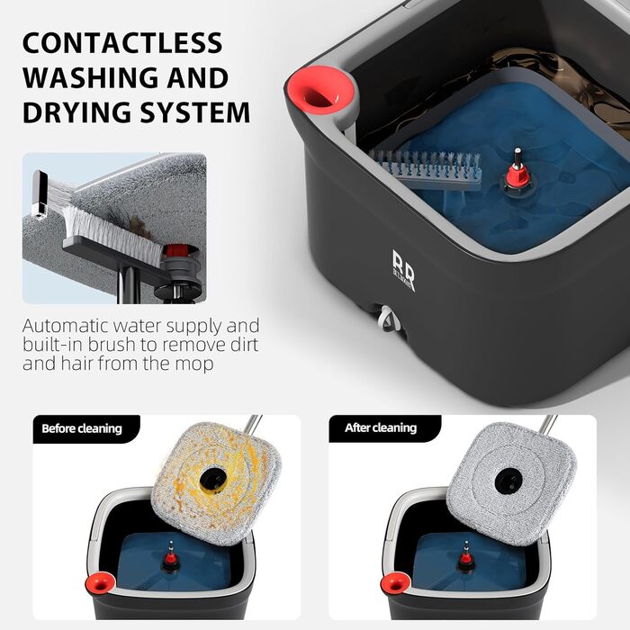 Набір для миття підлоги Spin Mop з віджимом 360° та мікрофіброю, телескопічний подовжувач, набір для прибирання