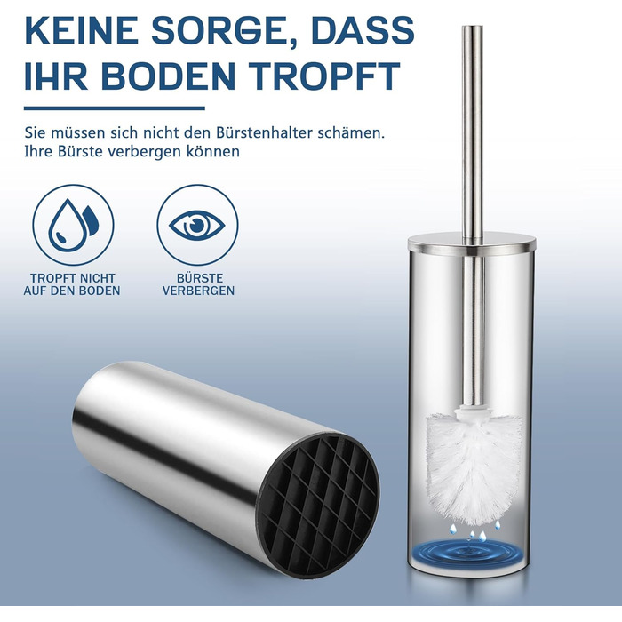 Набір для туалету FIISAYL: щітка для унітазу з підставкою, нержавіюча сталь, матове срібло