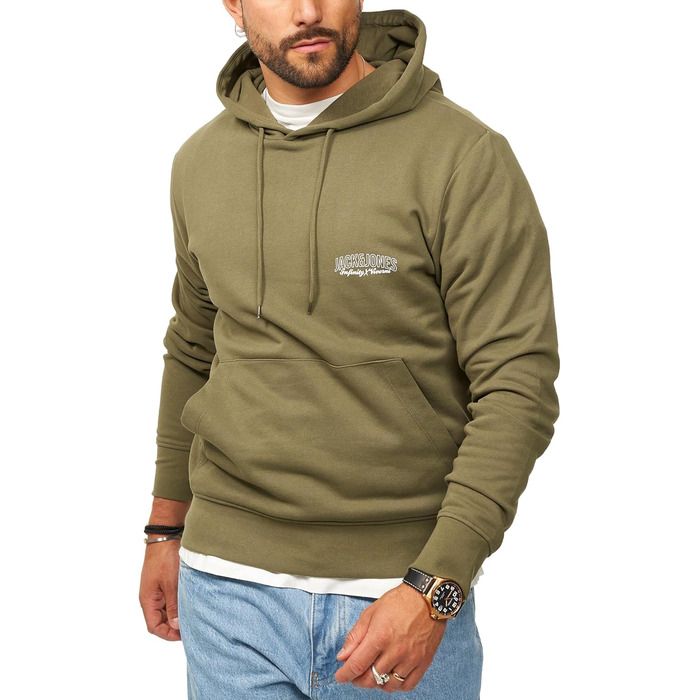 Світшот Jack & Jones чоловічий з капюшоном, логотип S, хакі