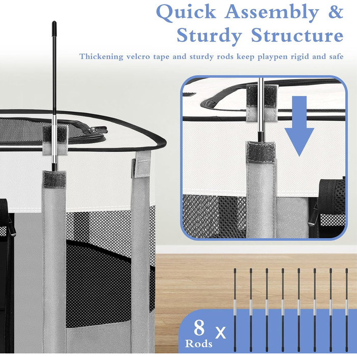 Клітка-загон для собак та котів Aivituvin, сіра, розмір M. Портативна, складана, для подорожей та дому