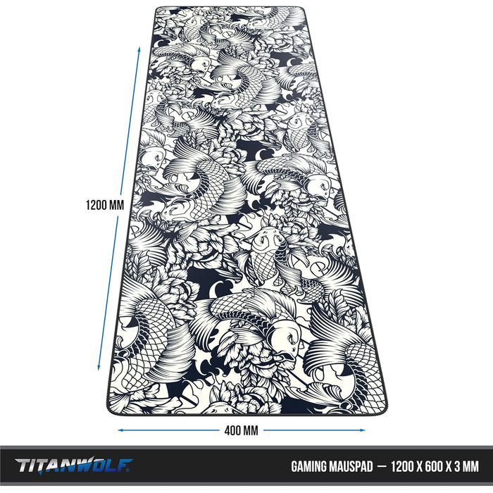 Килимок для миші Titanwolf XXXL 1200x400 мм, ігровий, для Logitech, з принтом Koi Koi