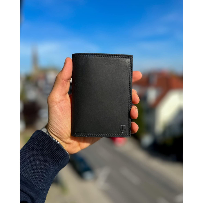 iClassy High-Quality Wallet - Handmade Genuine Leather Wallet, Double-Stitched Portemonnaie (Card Holder) with Coin Pocket and Space for 13 Cards + 1 See-Through Pocket - Gift | (Black/Brown)