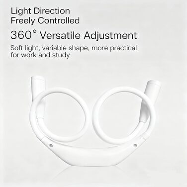 Ліхтарик на шию Lumi Crealis LED, USB-зарядка, 3 кольори, 9 рівнів яскравості, гнучкий, для читання, в'язання, ремонту, кемпінгу (білий)