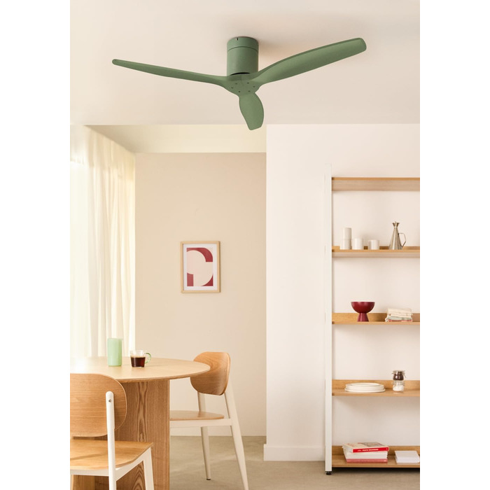 Вентилятор стельовий WINDCALM M з підсвіткою, Wi-Fi, пульт, 40W, Ø132см, 3 режими світла, таймер, літній/зимовий режим, шавковий зелений